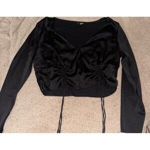 Divided black satin top